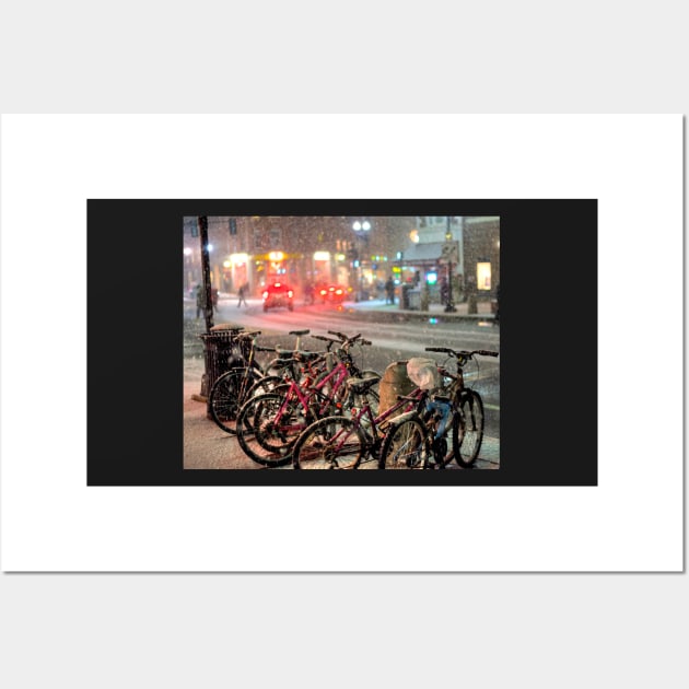 Snowy Bicycles Harvard Square Cambridge MA Wall Art by WayneOxfordPh